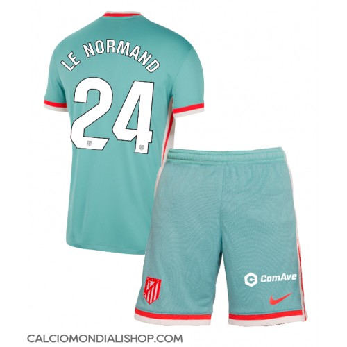 Maglie da calcio Atletico Madrid Robin Le Normand #24 Seconda Maglia Bambino 2024-25 Manica Corta (+ Pantaloni corti)